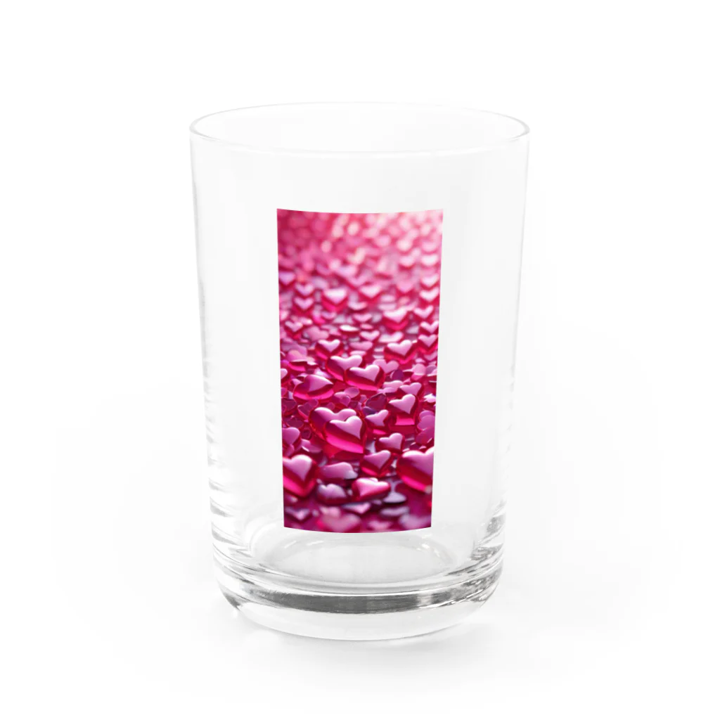 ハートと幾何学とお花のハート　ピンク0053 Water Glass :front