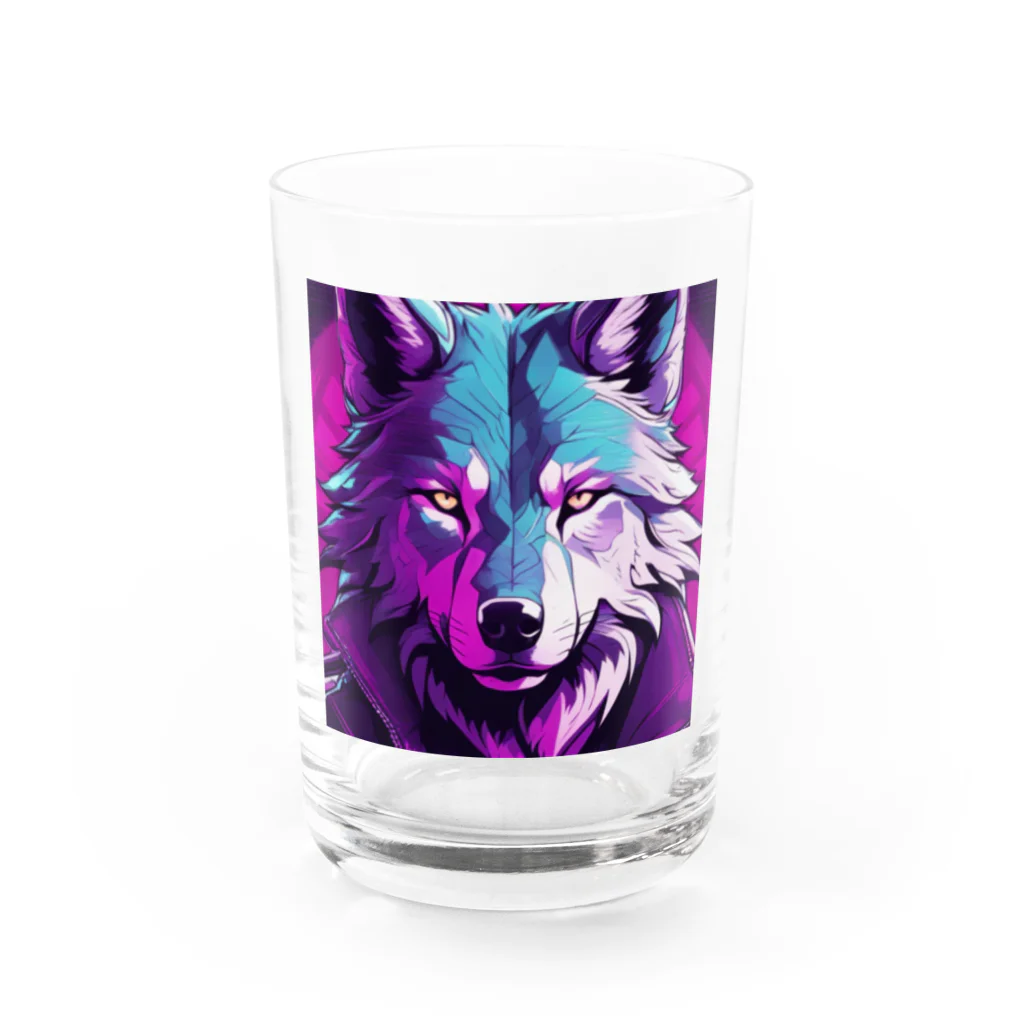 ten410のカッコいい狼 Water Glass :front