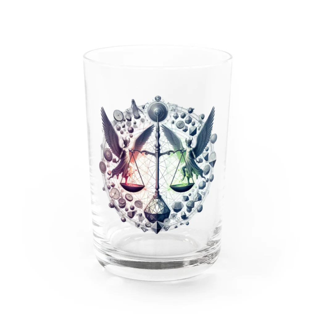 3匹の黒猫 ショップの審判の天秤 Water Glass :front