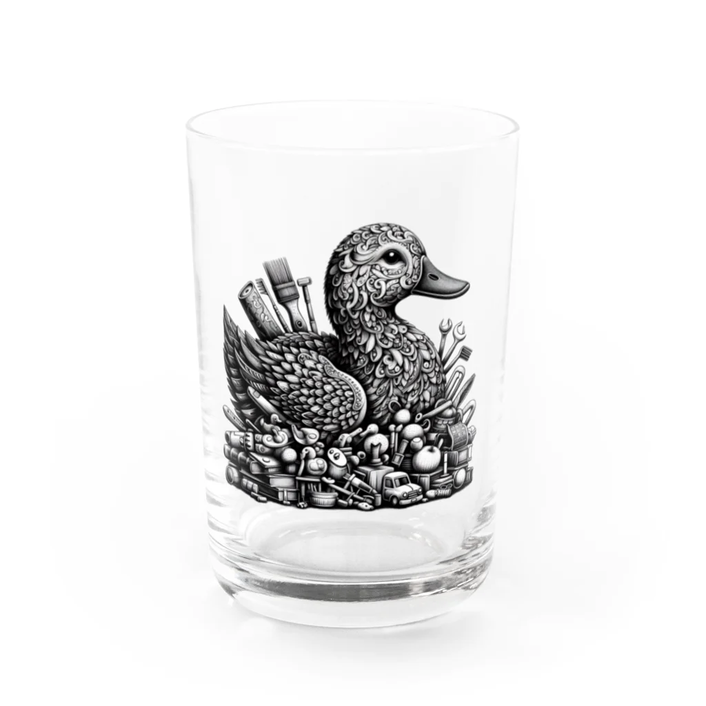 つるちゃんねる 生き物の不思議で芸術的なアヒル Water Glass :front