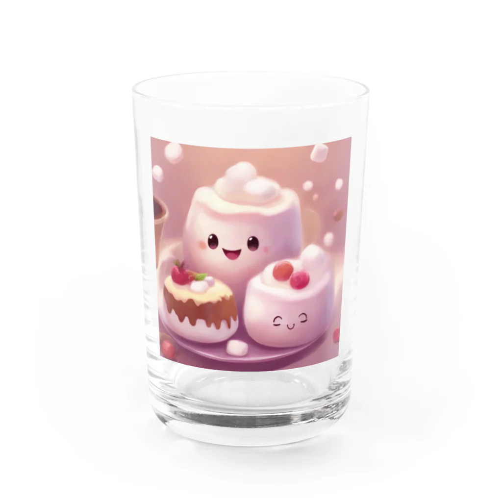 amxafukのふわふわマシュマロかわいいプリン Water Glass :front