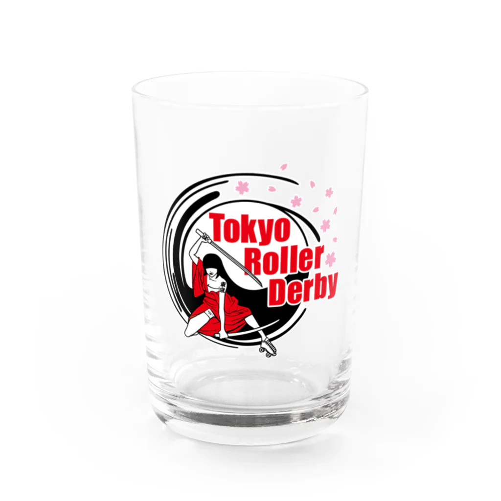 東京ローラーダービーのTRDロゴ Water Glass :front