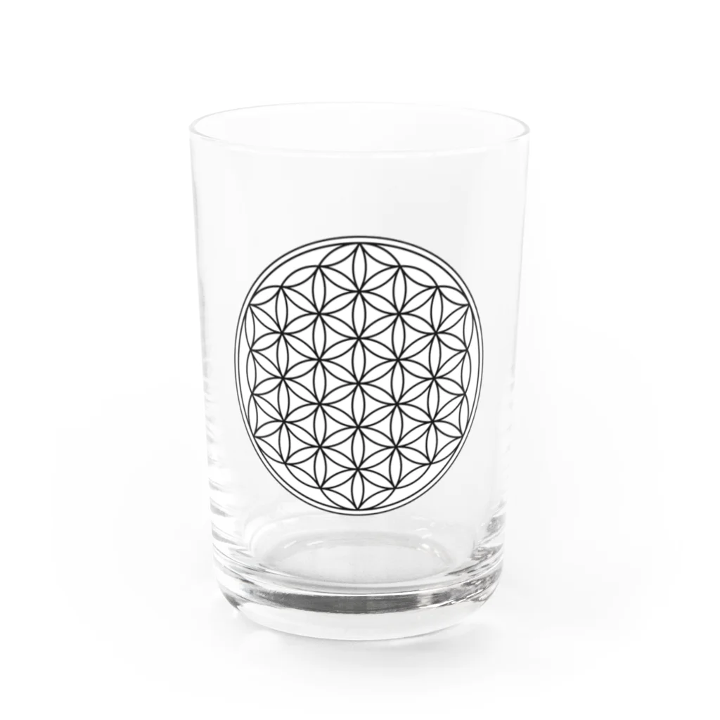 V8FPFMSのフラワーオブライフ（命の花） Water Glass :front