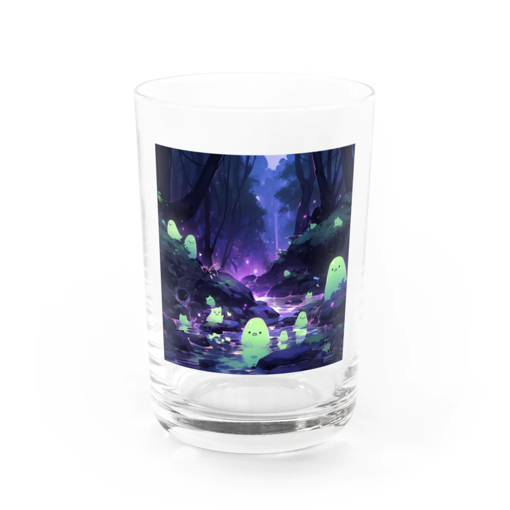 KAMIBUKROの夜の森に住むスライムモンスターの家族 Water Glass :front