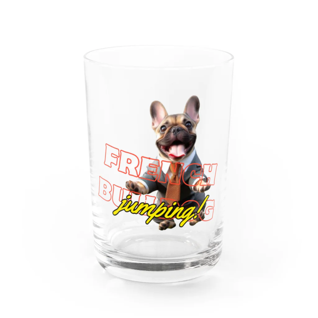 furebuhi　clubのJumping！FRENCH BULLDOG Water Glass :front