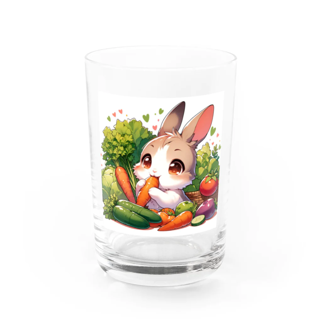 ukyoozakiのにんじんを食べてるウサギ Water Glass :front