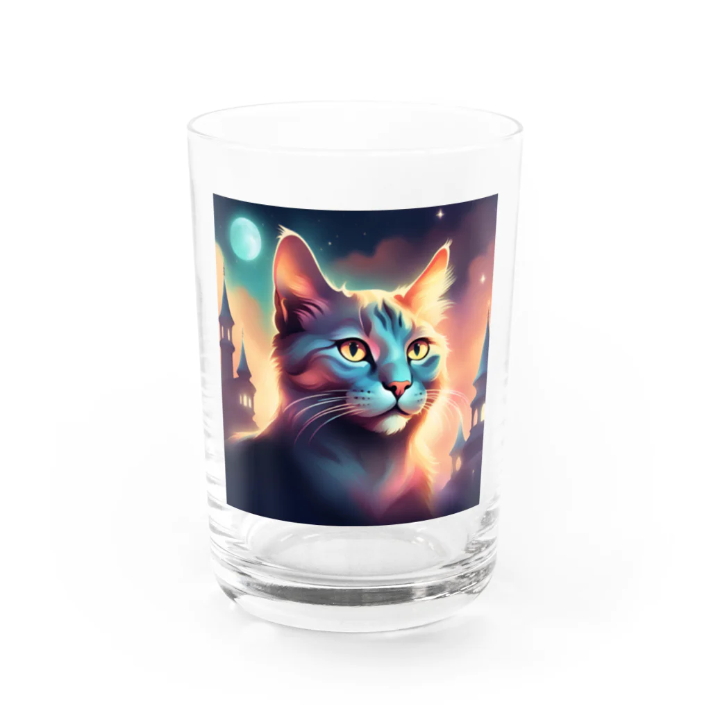 ホラーオリジナルアイテムの幻想的な猫 Water Glass :front