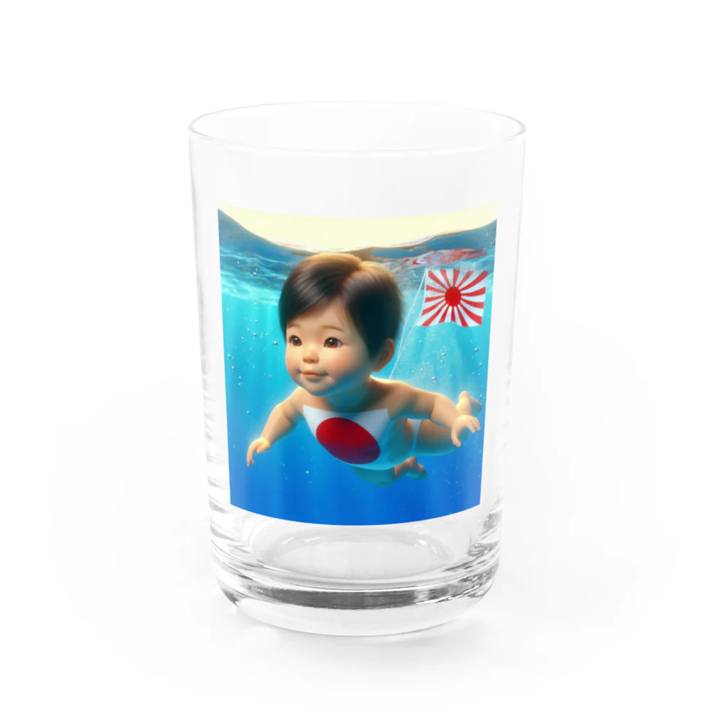 taka-kamikazeの遊泳する赤ちゃん日本代表 Water Glass :front