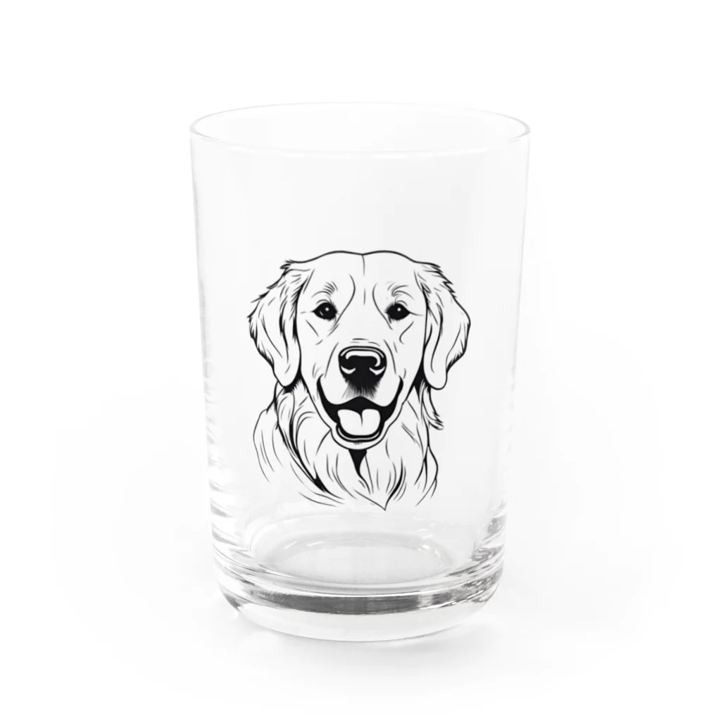 Matsue Hannaの笑顔のゴールデンレトリバー Water Glass :front