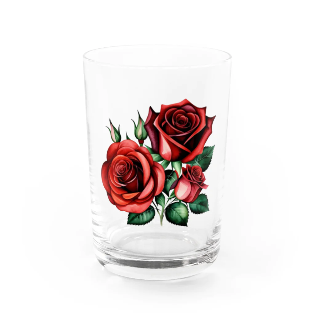 J-M-Kのレッドローズ Water Glass :front