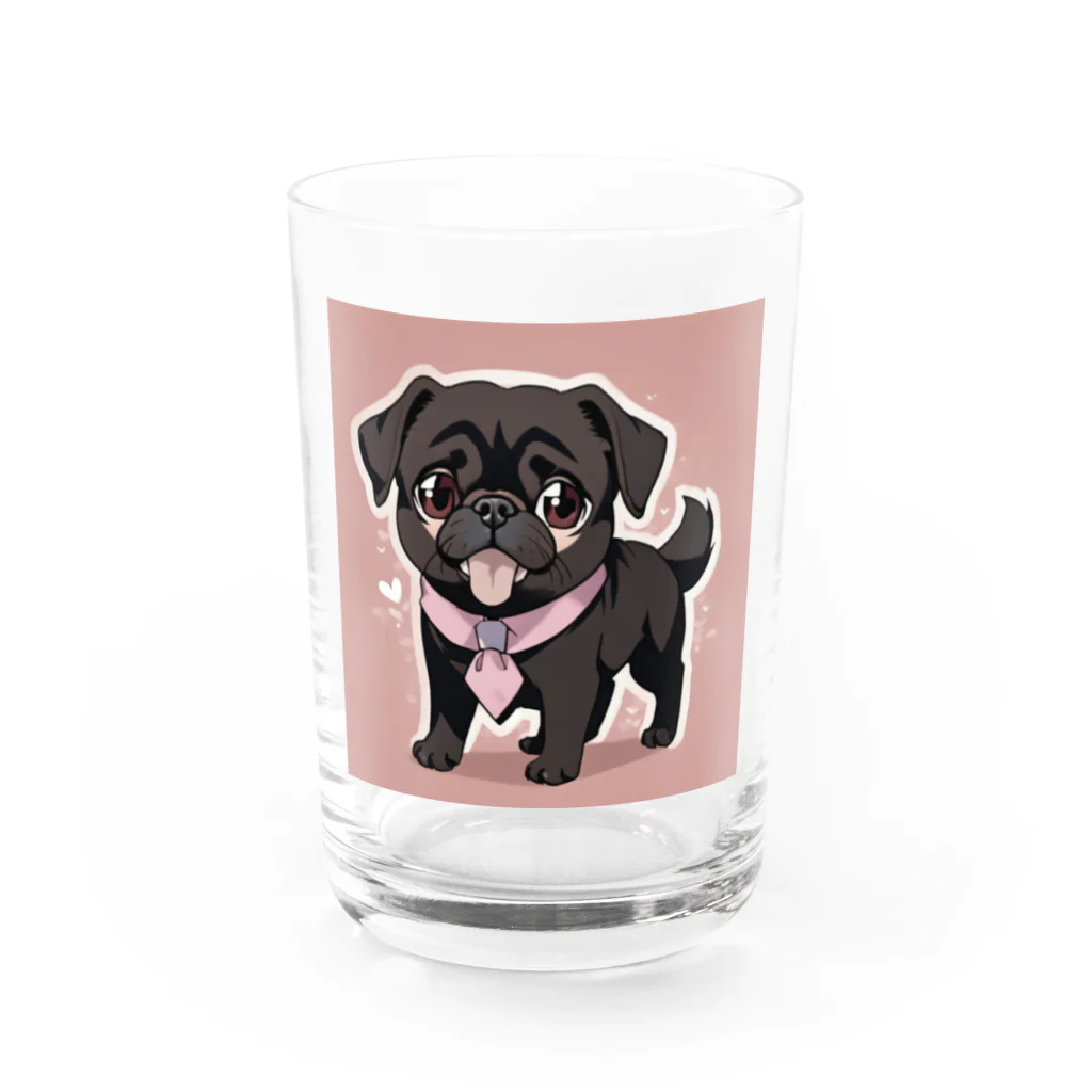 pug 89の黒パグ Water Glass :front