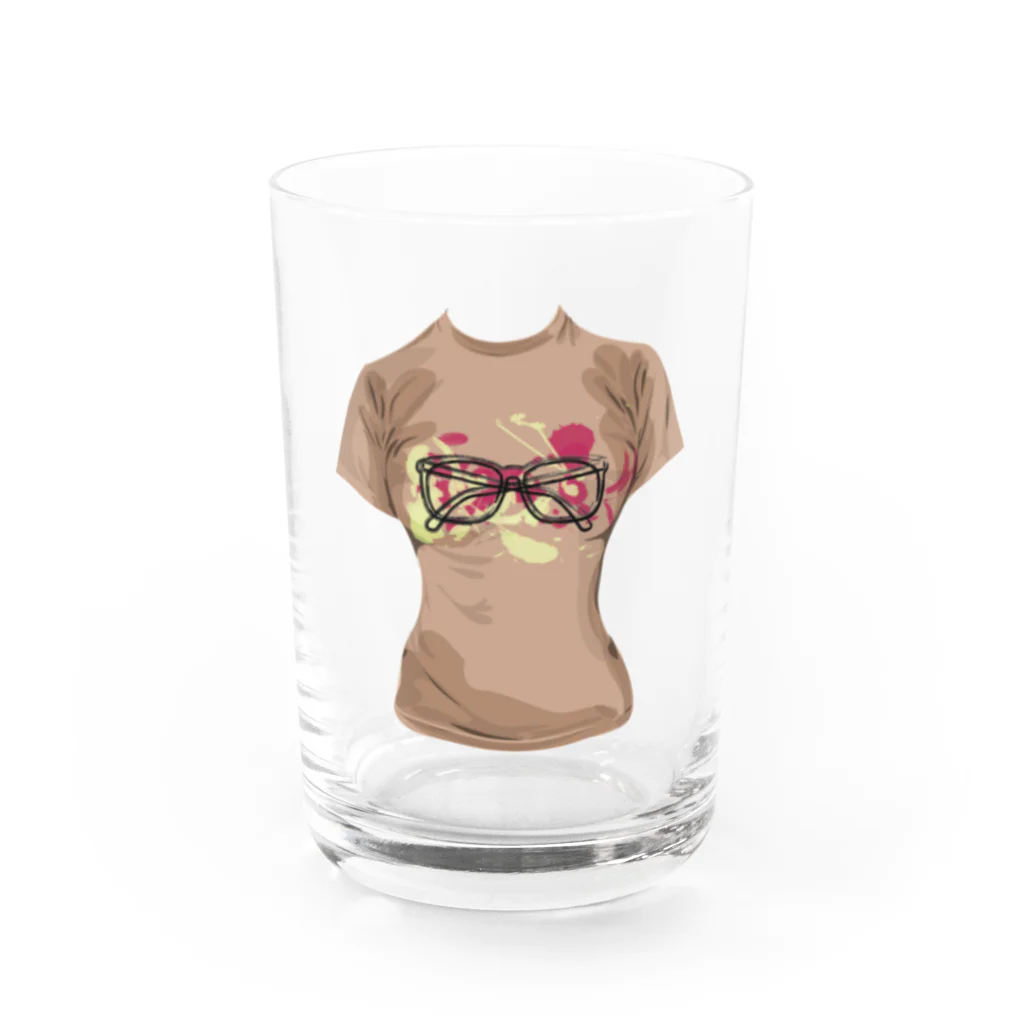 ファンシーTシャツ屋の水玉メガネ柄シャツ Water Glass :front