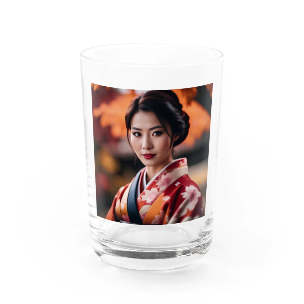 mari0909の【秋田の美しさを纏う凛とした着物姿】 Water Glass :front