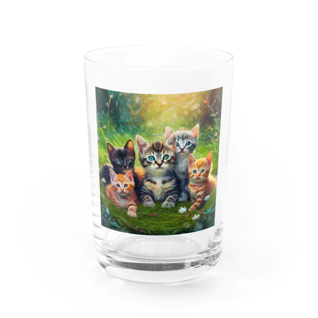 Colorful Canvasの猫ちゃん大集合 Water Glass :front