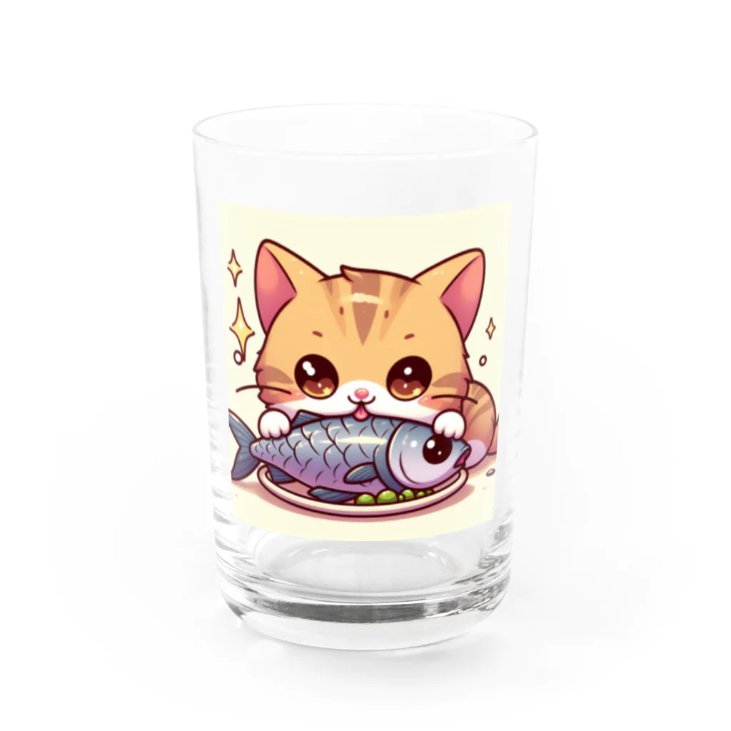 zuuu-の魚を前にドヤ顔にゃんこ☆ Water Glass :front