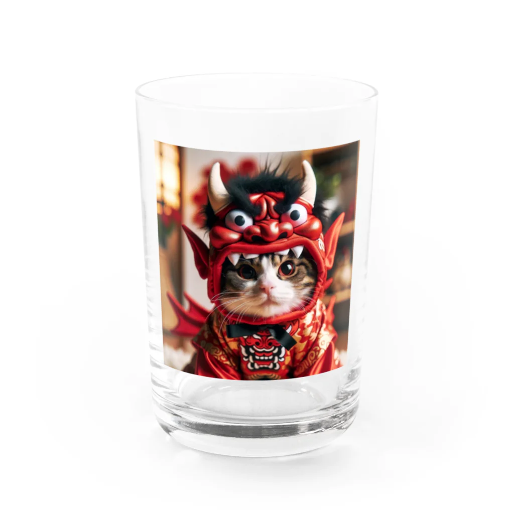 猫かぶりの豆まき猫 Water Glass :front