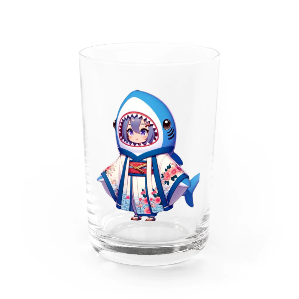 WING_0101の和風なサメちゃん Water Glass :front