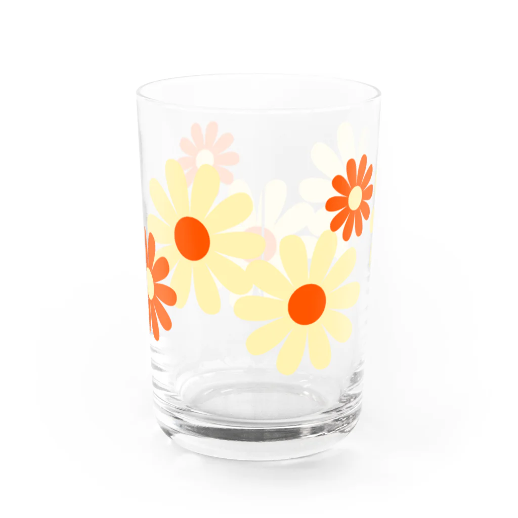 kazeou（風王）のレトロ風花(8枚)黄・オレンジ Water Glass :front