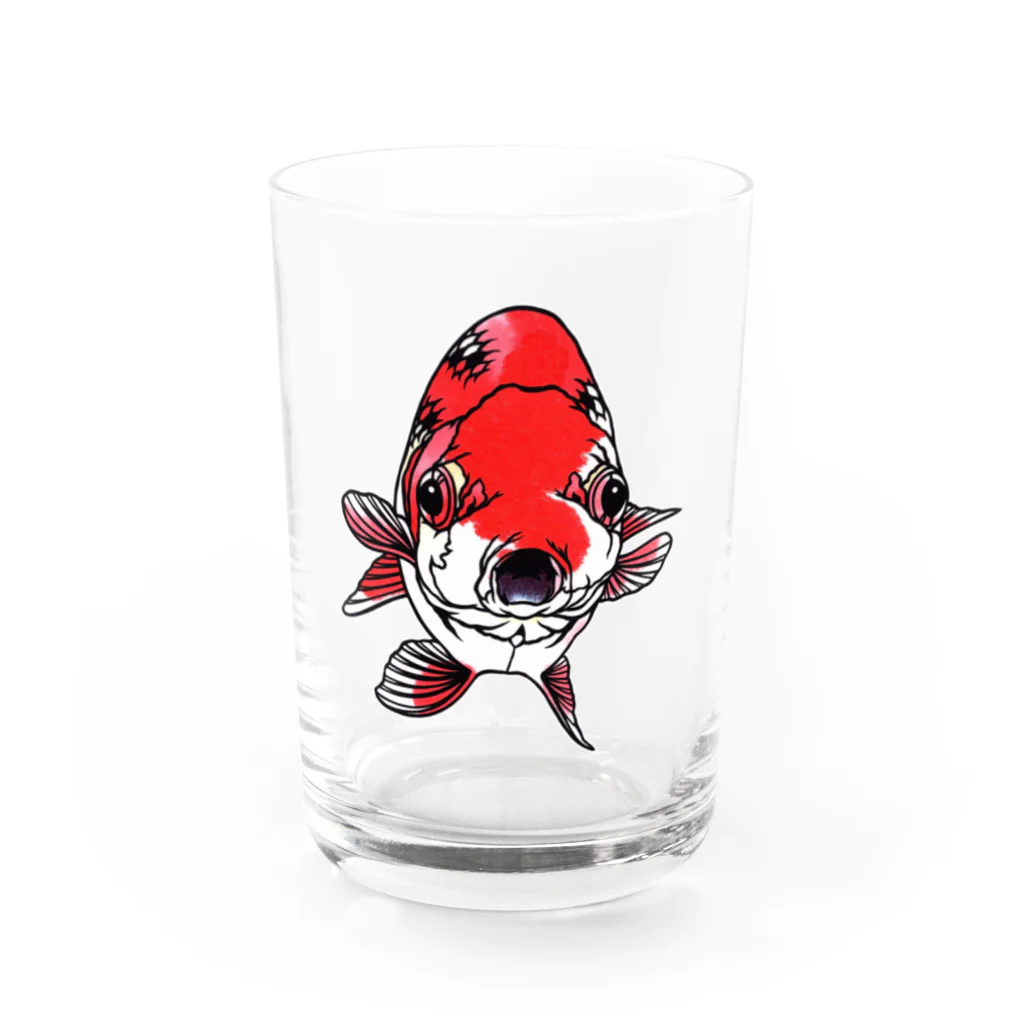 金魚切り絵 雅人-masato-のらんちゅう Water Glass :front