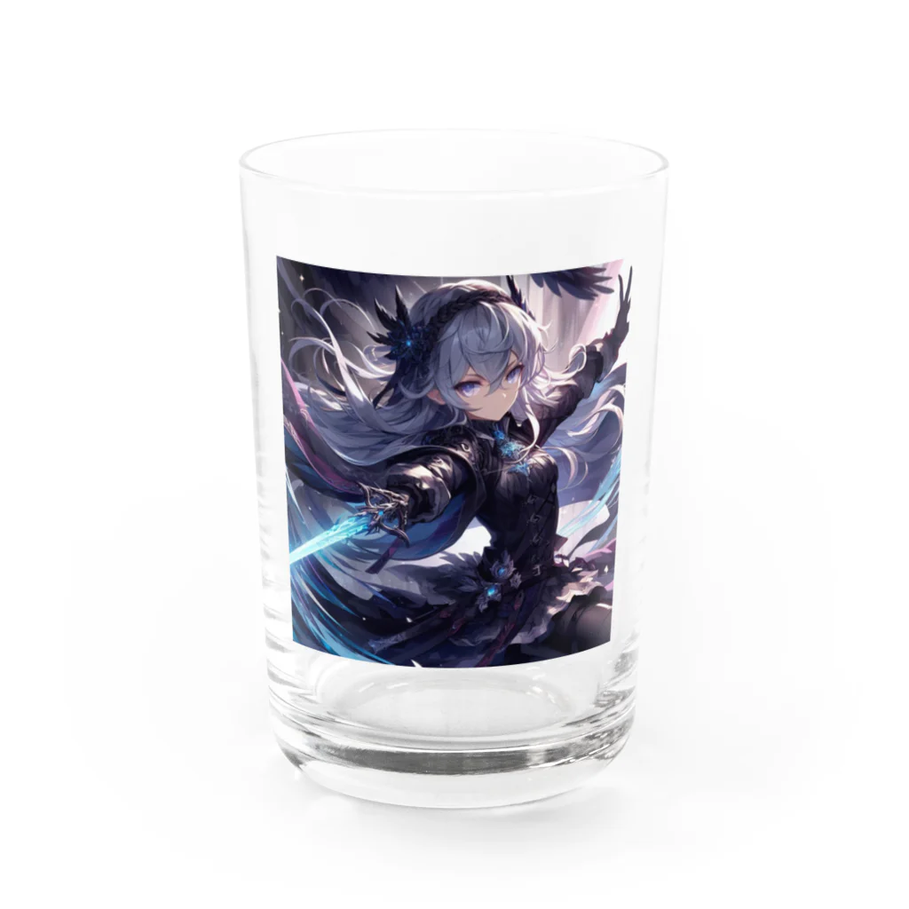 くろぼんの女性剣士 Water Glass :front