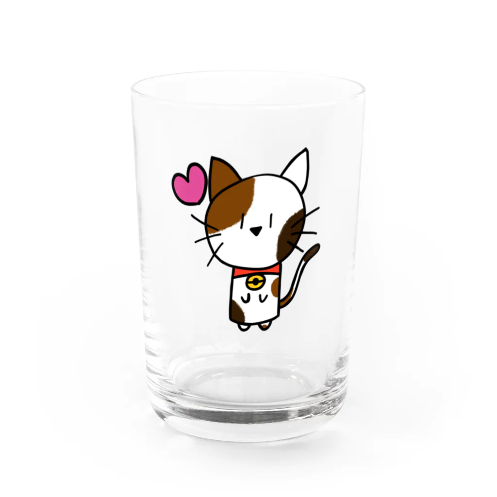 ねこ日和のねこ日和（ぶち猫） Water Glass :front