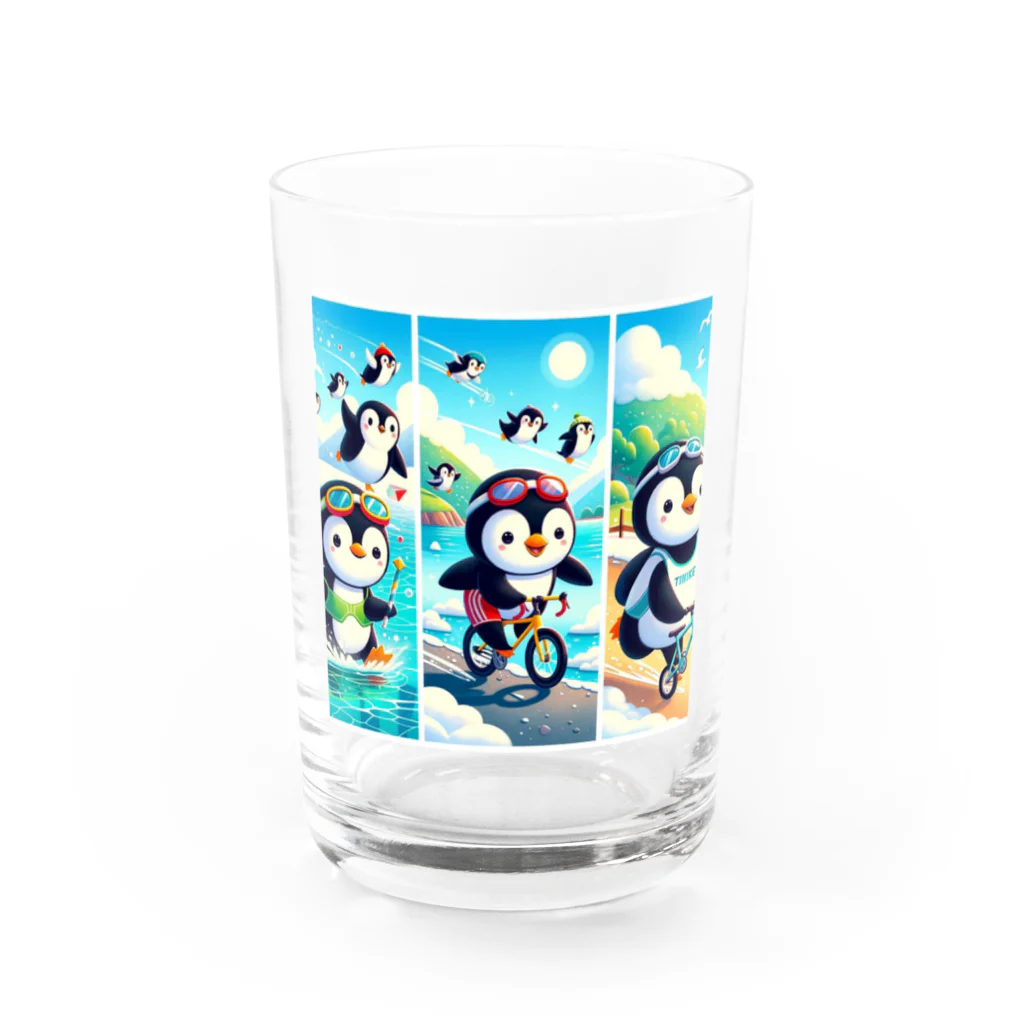 Bumps Design Collectionのぺんくん～トライアスロン Water Glass :front