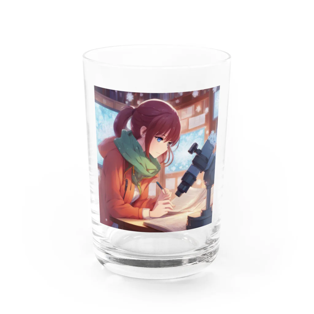 aoicanonの雪の結晶を研究する女性 Water Glass :front