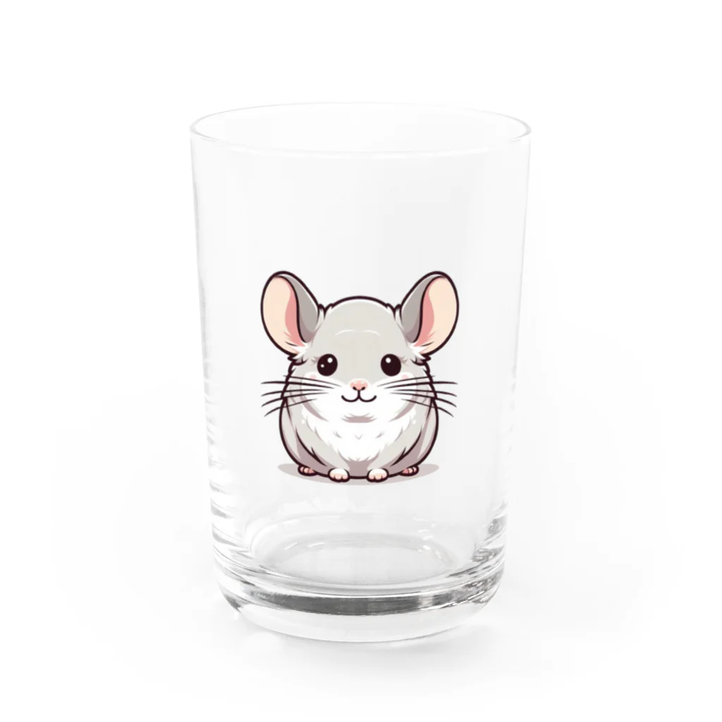 もふっとチンチラ🐭のチンチラ（シナモン） Water Glass :front