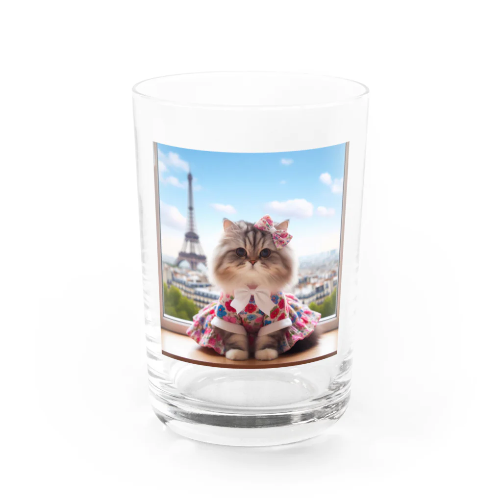 redpanda_pandaのエッフェル塔と猫ちゃん Water Glass :front