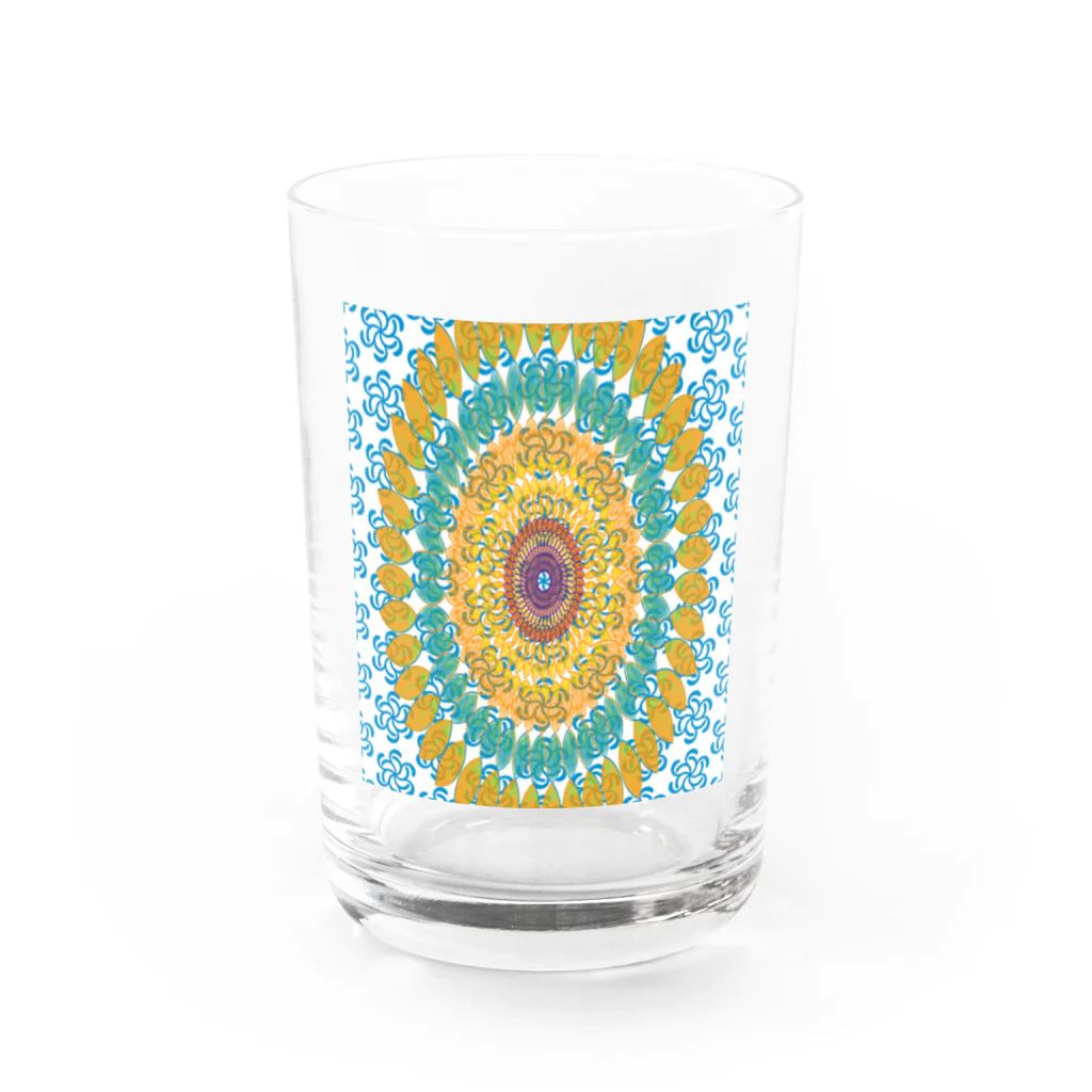 ロブ氏 イラストグッズ！の水辺に浮かぶひまわりの花 Water Glass :front