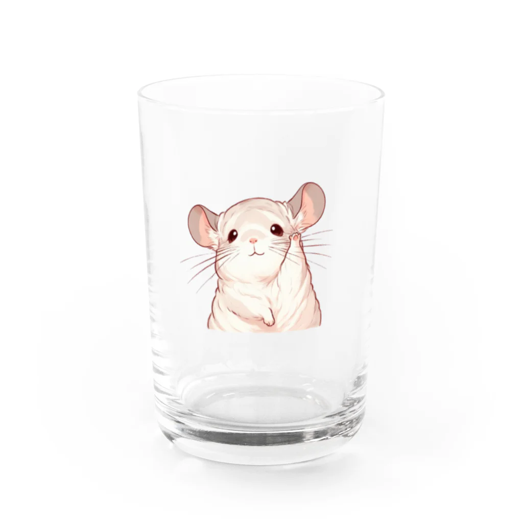 もふっとチンチラ🐭のおてあげチンチラ Water Glass :front