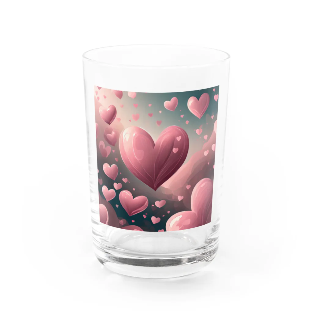 ねこねこねこんのピンクハート Water Glass :front