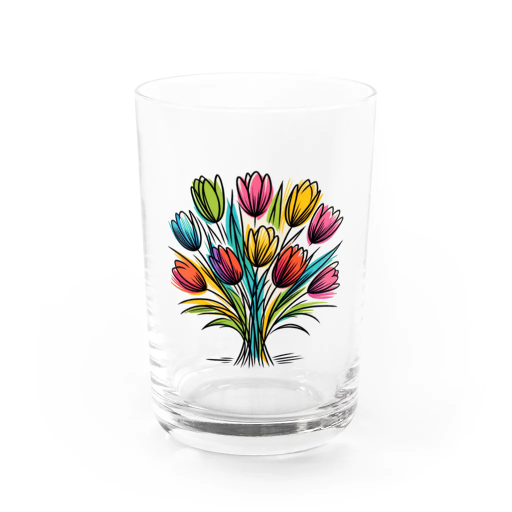 gentle_timeの春の訪れを華やかに彩るチューリップ Water Glass :front