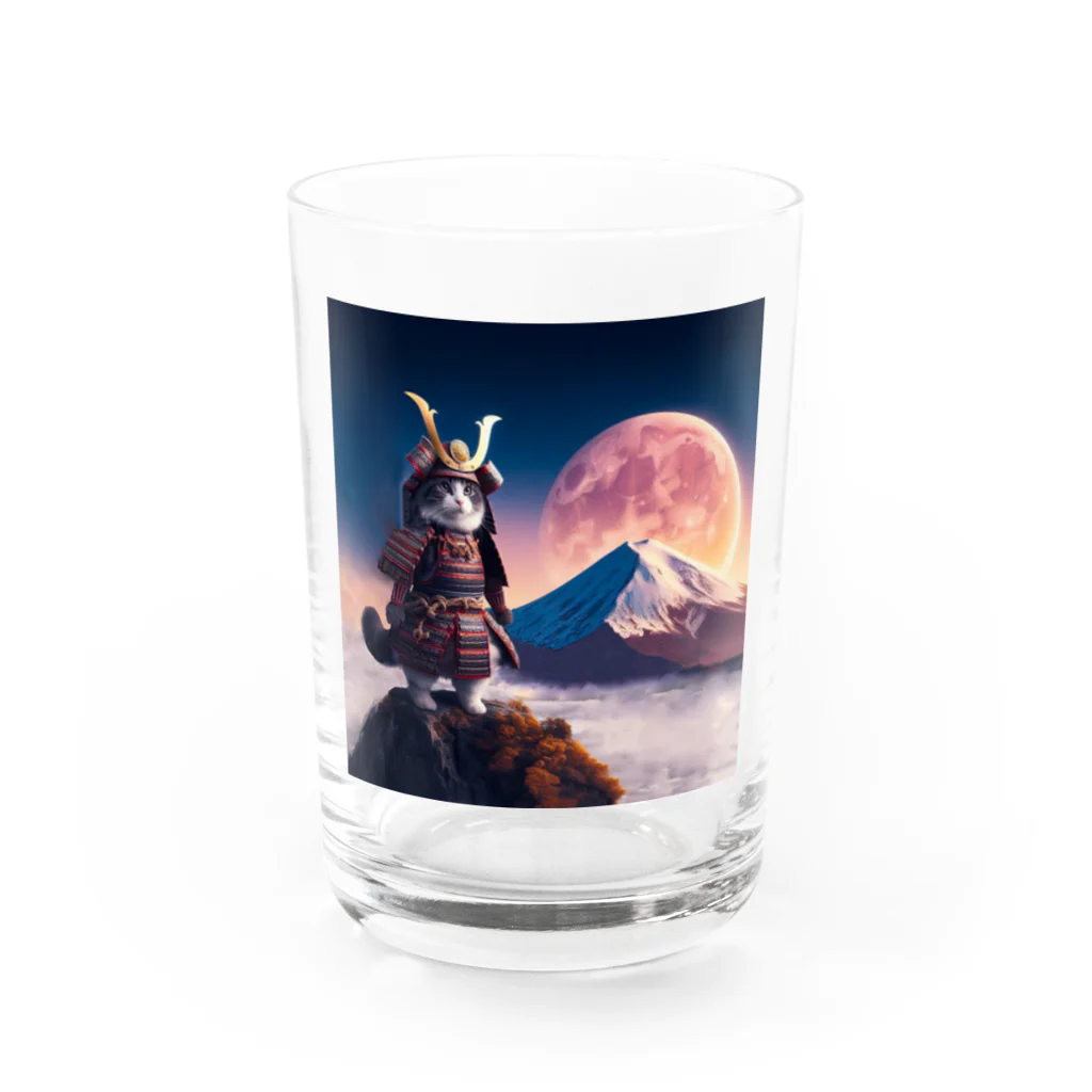 猫好き Japanの武士道ねこ Water Glass :front