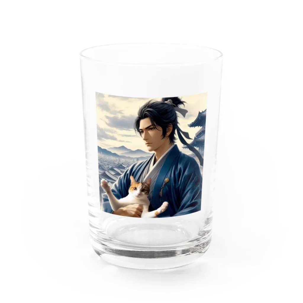 猫好き Japanの猫好きな武士 Water Glass :front