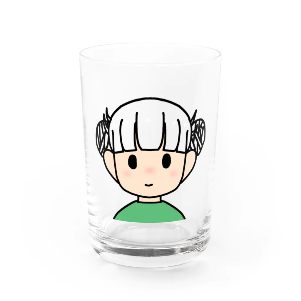 まめ大福の髪色自在な女の子（ツインお団子） Water Glass :front