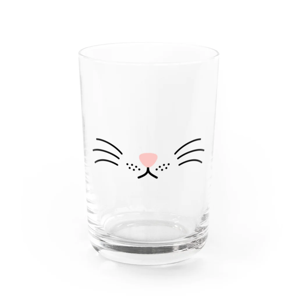 あにまるマスクのシンプルでかわいい猫の顔01 Water Glass :front