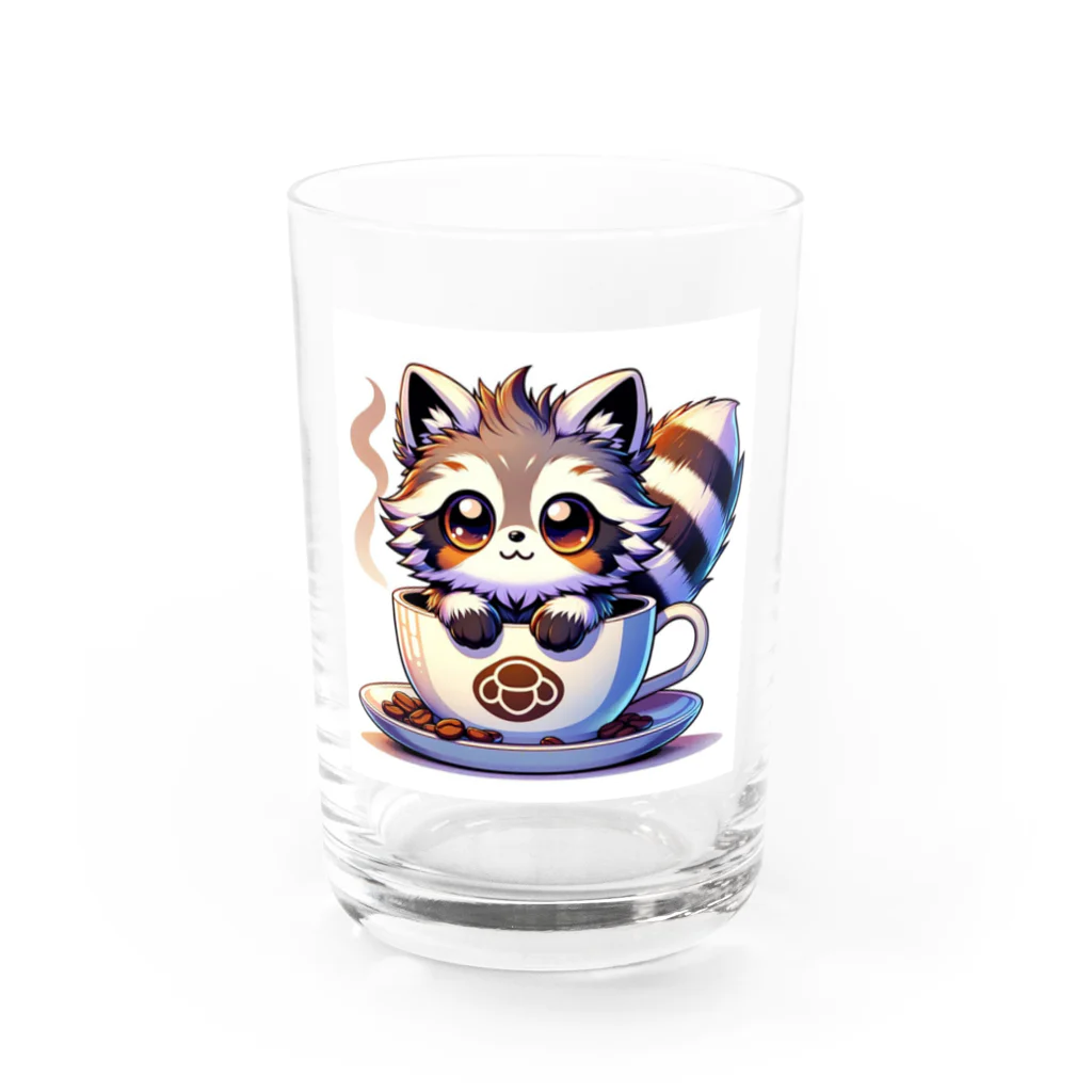 コウヘイのにゃんコーヒー タヌキ猫 Water Glass :front