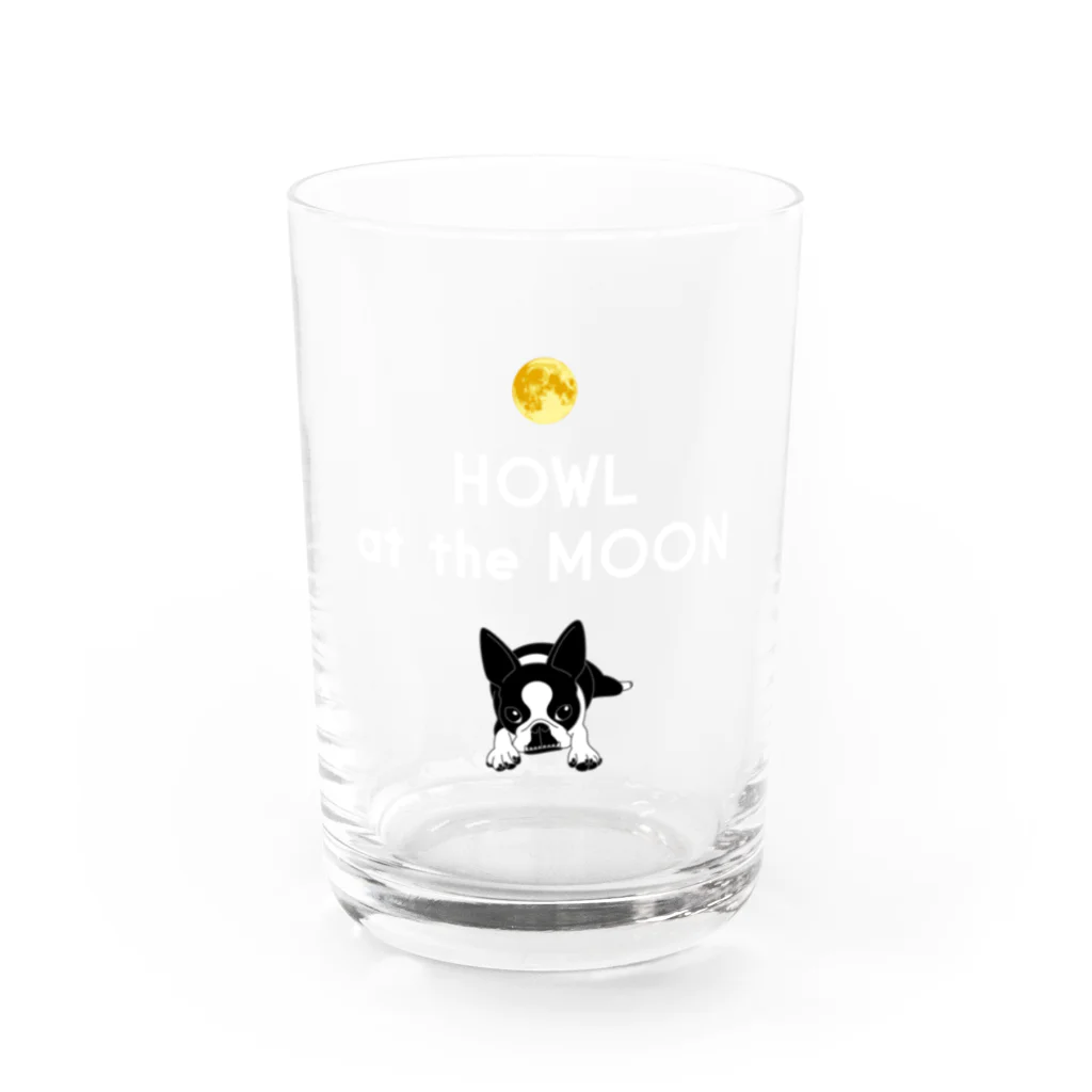 コチ(ボストンテリア)の小物用:ボストンテリア(HOWL at the MOON ロゴ)[v2.8k] Water Glass :front