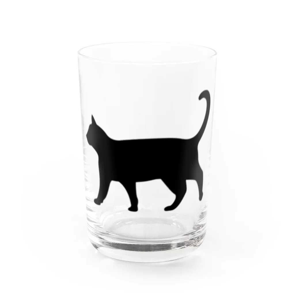 Teatime ティータイムの黒猫は見ていた　ねこ Water Glass :front