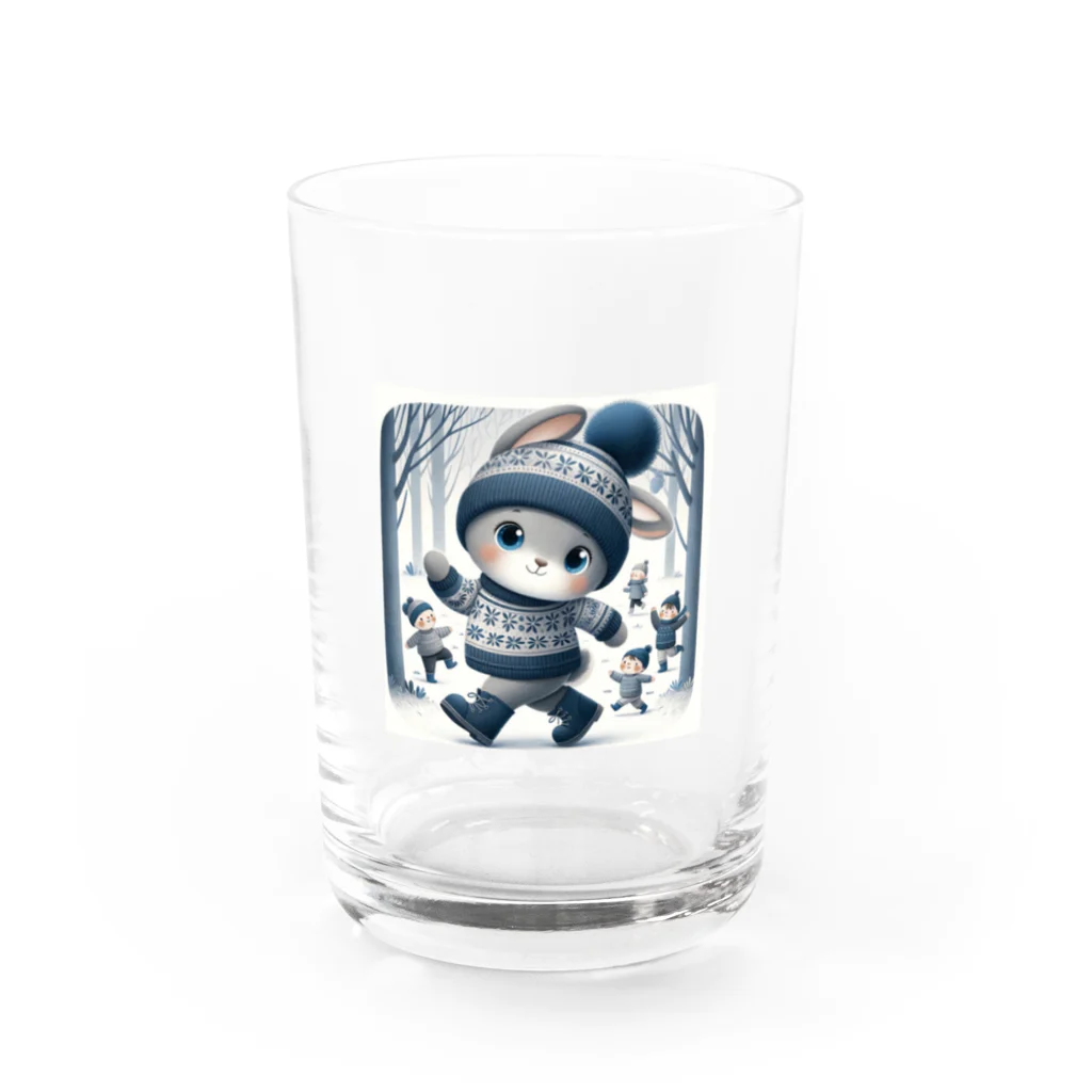 ナノ・ファンタジアの冬のうさぎくん Water Glass :front