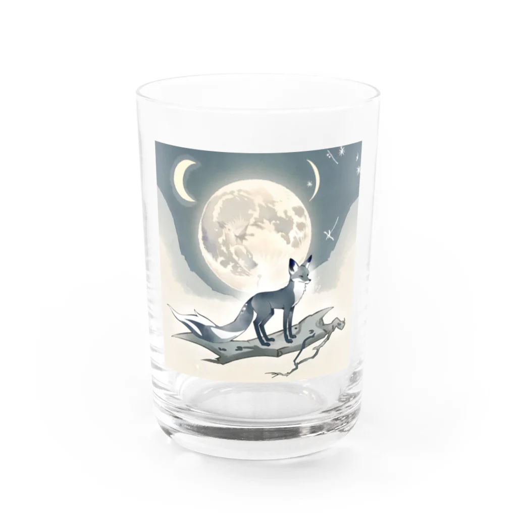 bigbamboofamilyの月と黒狐　その三 Water Glass :front