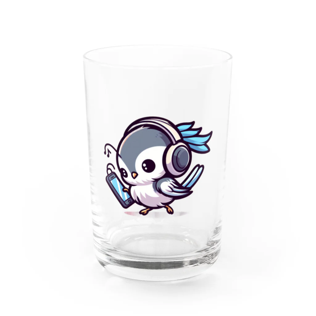 音楽ルー106のシマエナガ Water Glass :front