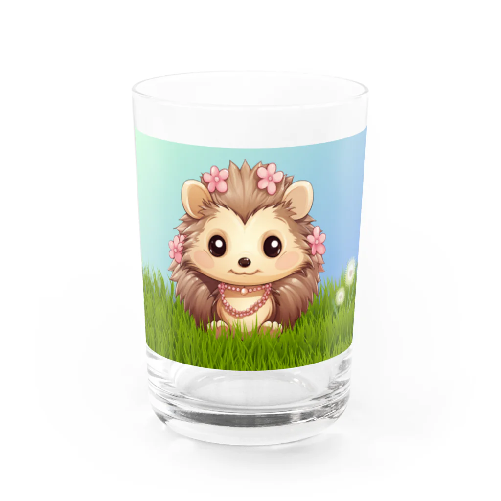 Vasetti_pressの草の中に座っているハリネズミ Water Glass :front