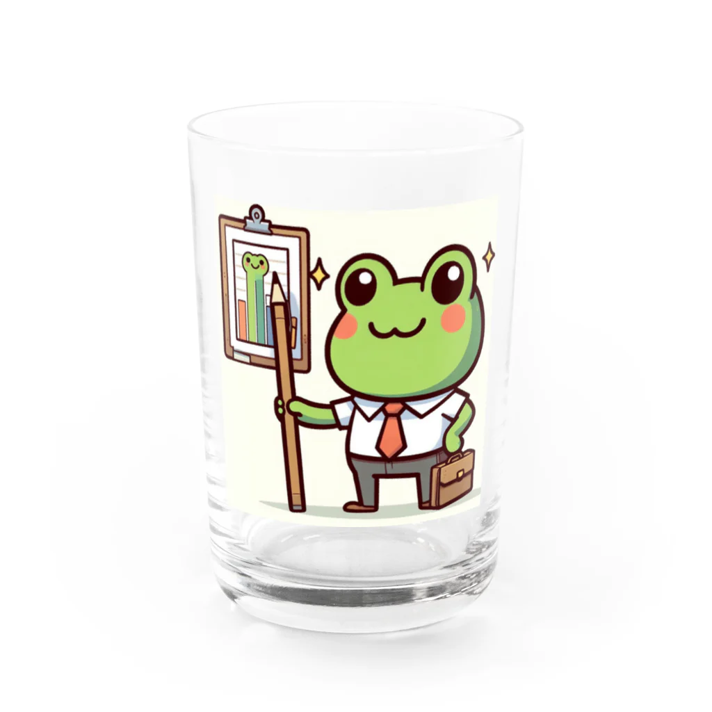 カエルグッズの営業カエル Water Glass :front