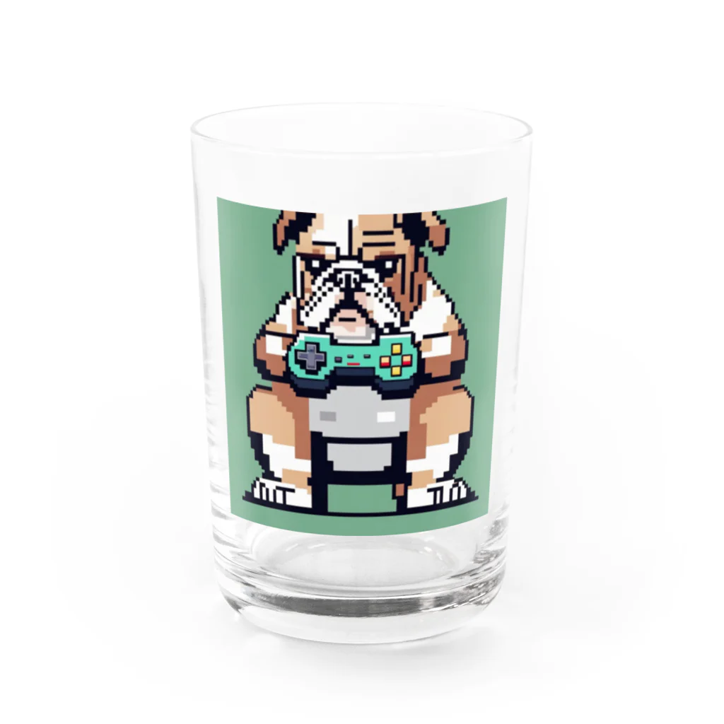 barisukaのゲーム中毒のブルドッグ Water Glass :front