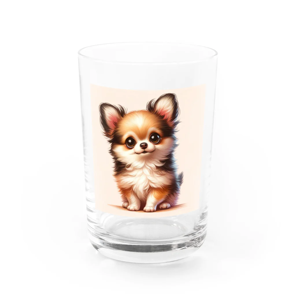 サボのドッグショップのふわふわなチワワ Water Glass :front