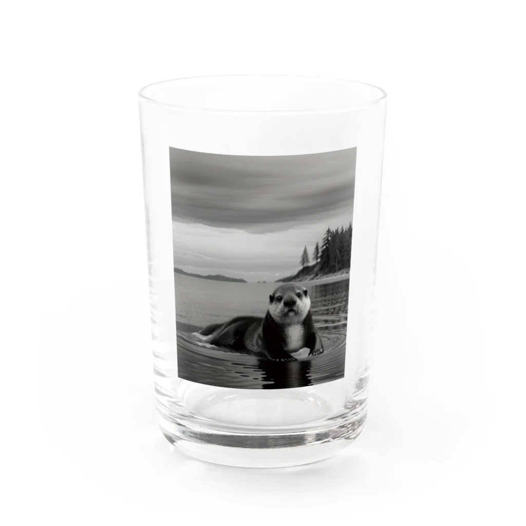 モノアニのカメラ目線のラッコ Water Glass :front