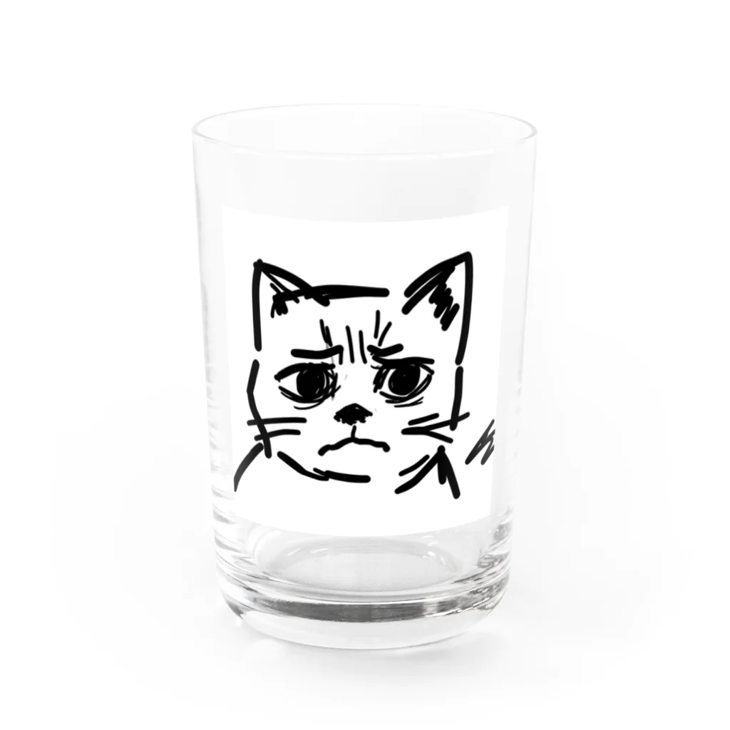 CODYの訝しげな顔の猫 Water Glass :front