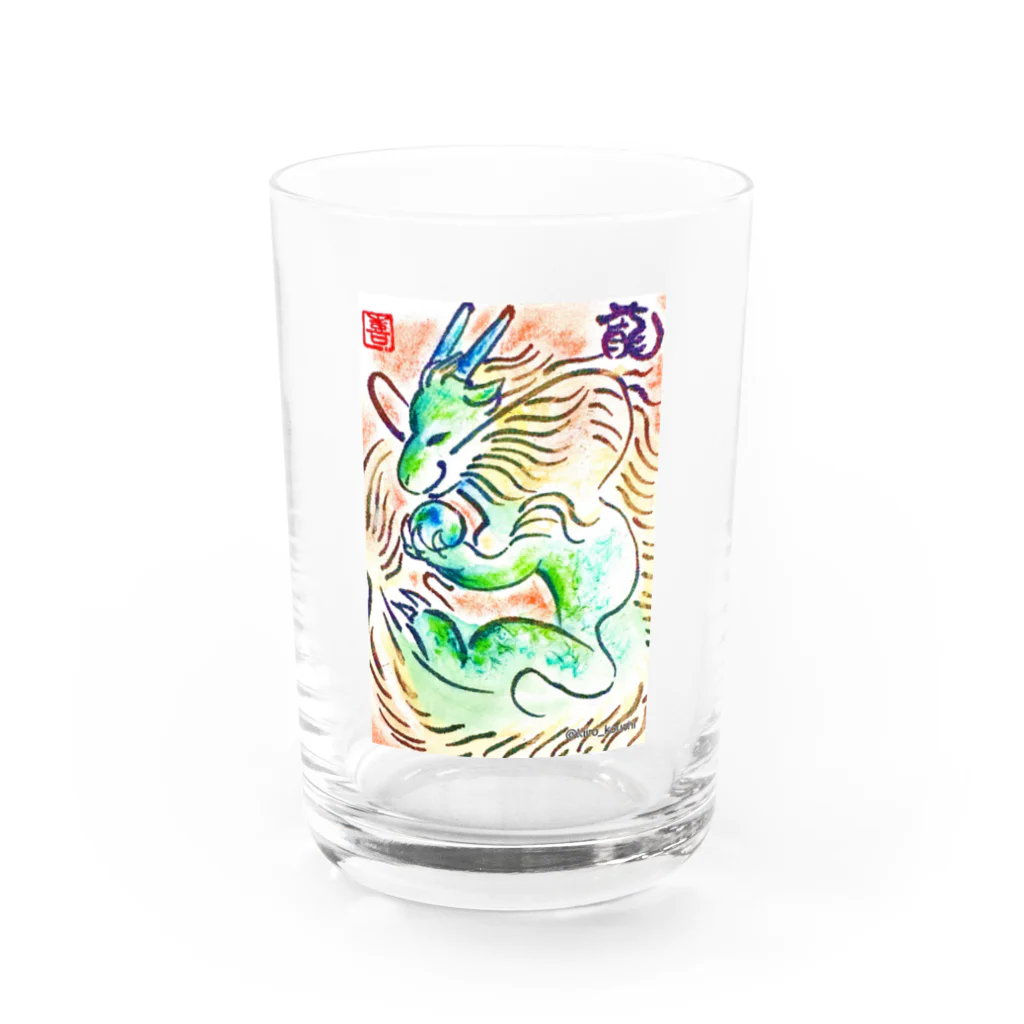 Asahi@水墨画アートの開運🐉 Water Glass :front